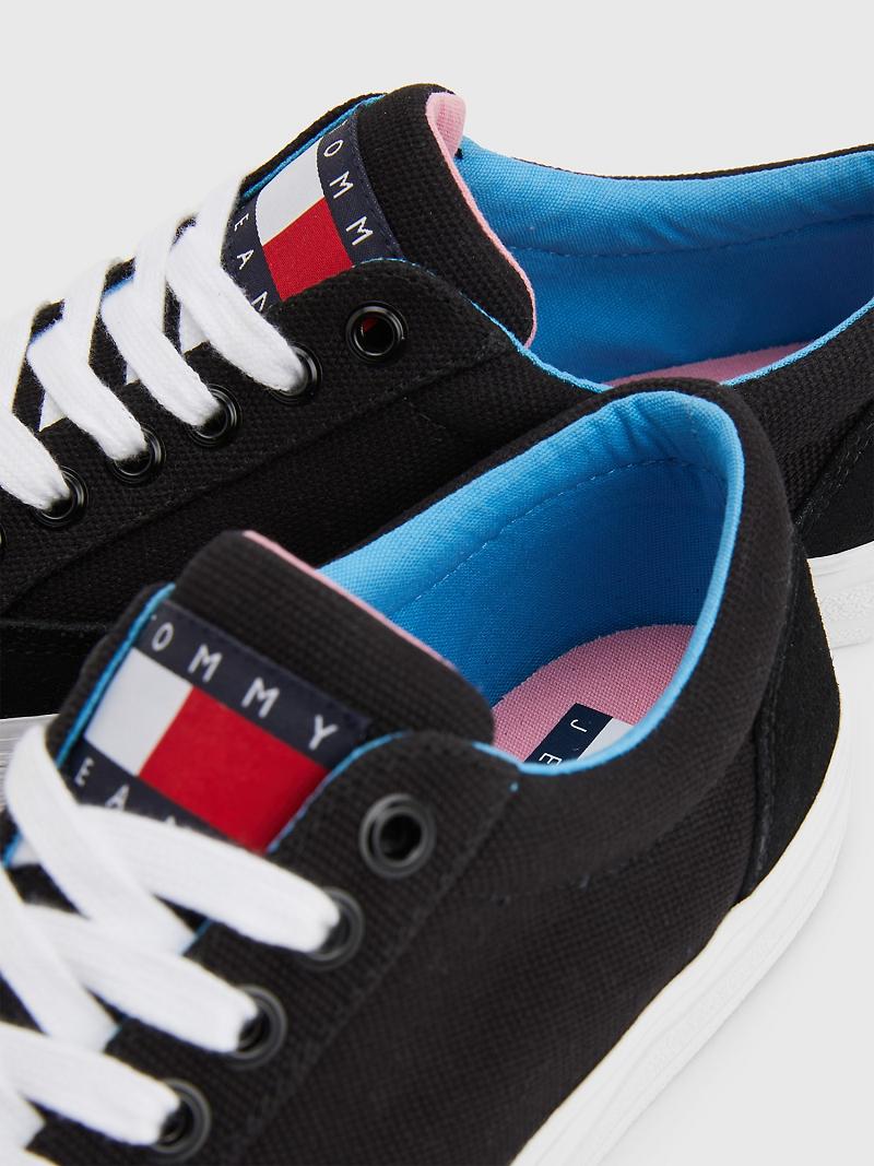 Női Tommy Hilfiger Recycled Skater Sneaker Fekete | HU 639BEX